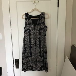 Nanette Lepore silky black and white Sheath dress 8